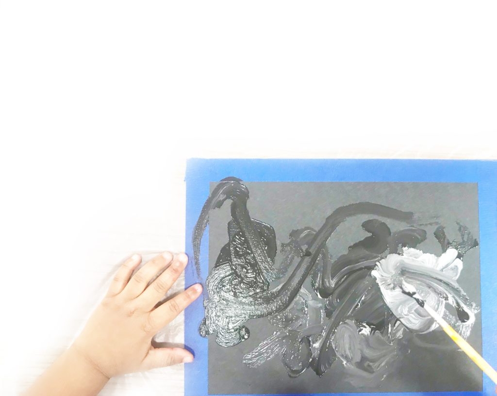 Paint with Black and White - Process Art for Toddlers and Preschoolers